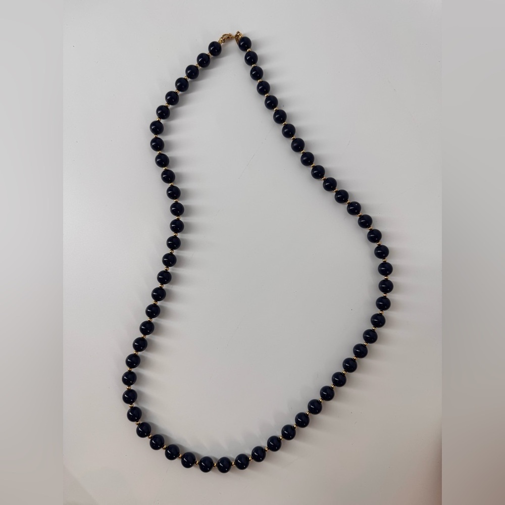Vintage Monet Blue Necklace Gold Lucite Beads Beaded